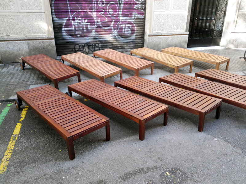 tumbona jardin piscina madera teka 32x60x193 cojin 7x63x188 (40-60eu.) 10u